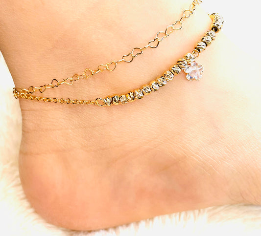 Golden Double Chain Anklet